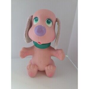 Vintage Rub A Dub Doggie Doggy Puppy 1990 Tyco Swivel Head Rosie Pink 10" Toy